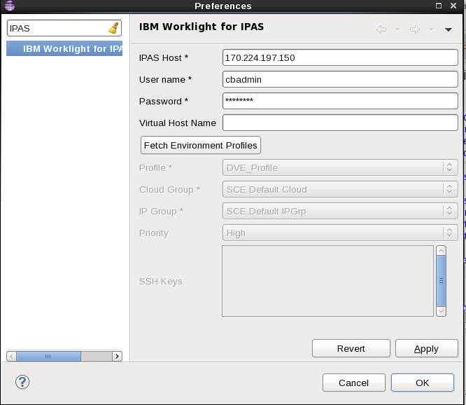 WLSCAWS IBM Worklight for IPAS parameters